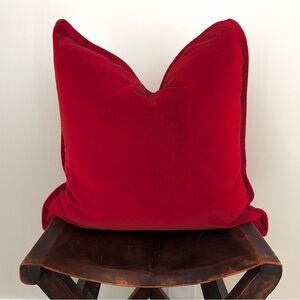Pottery Barn Pair of Red Cotton Velvet Pillow Covers